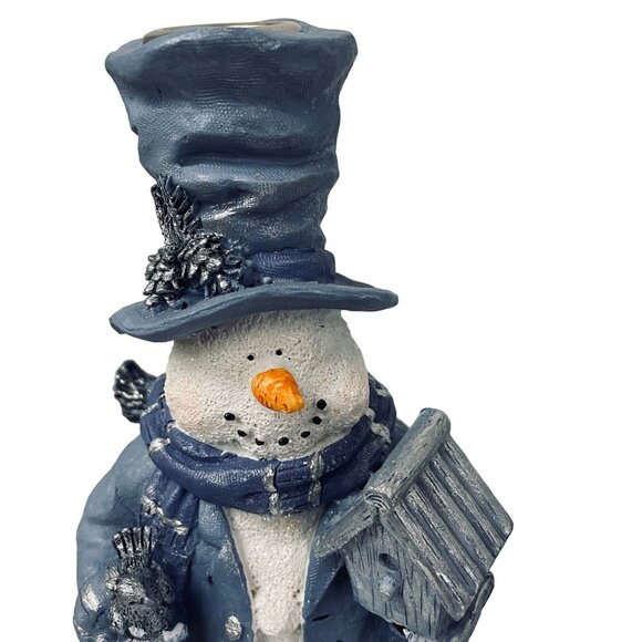 Growth Corp Snow Buddy Candle Holder White Snow Man is holding a Bird House Bird - Picture 8 of 12